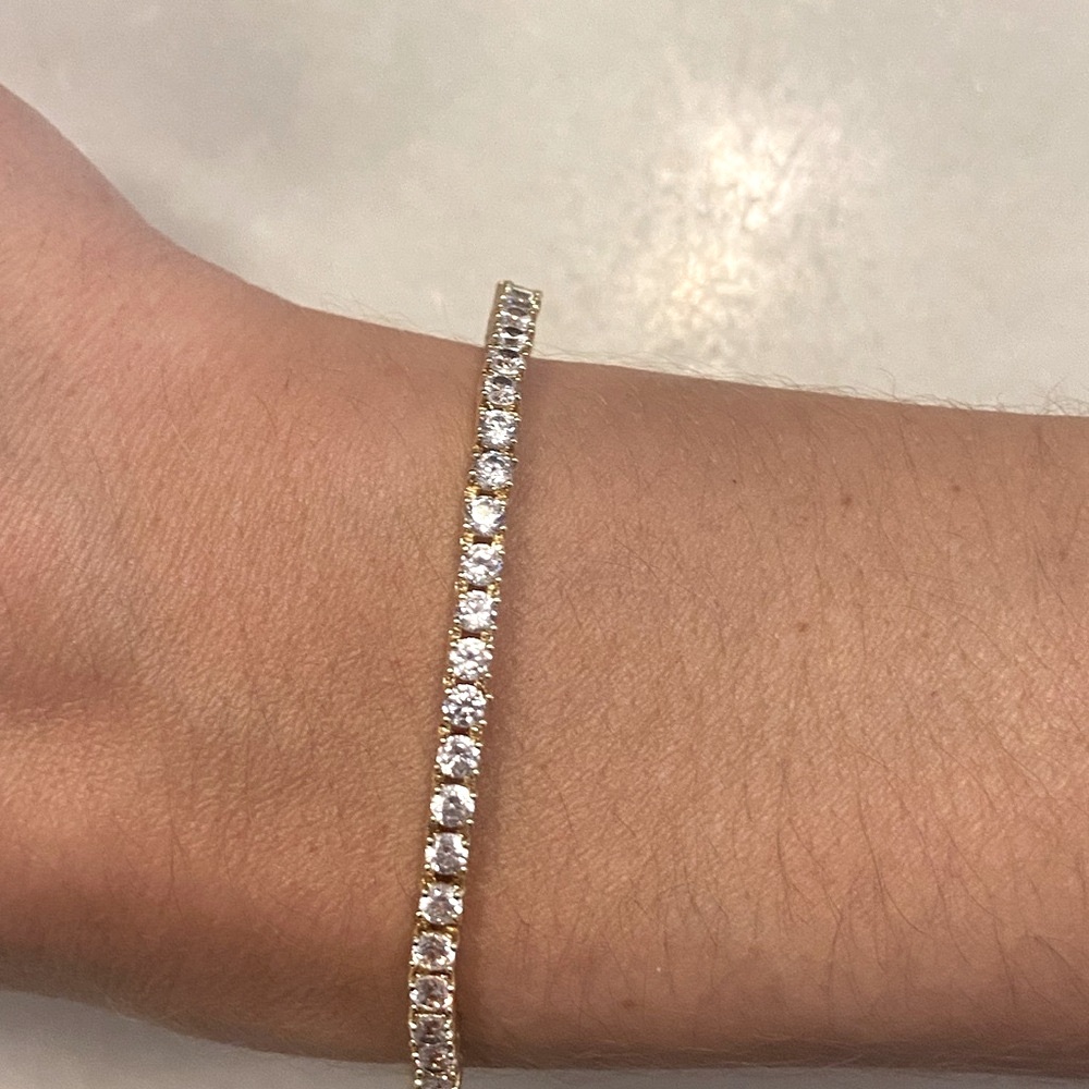 NEW 7” diamond style tennis bracelet; gold plated tennis bracelet (zircon inlay)